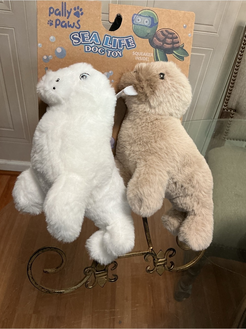 Pally Paws~ Set / 2 Little Walrus, 9” &   Squeaky Dog Toy with Squeaker 6”